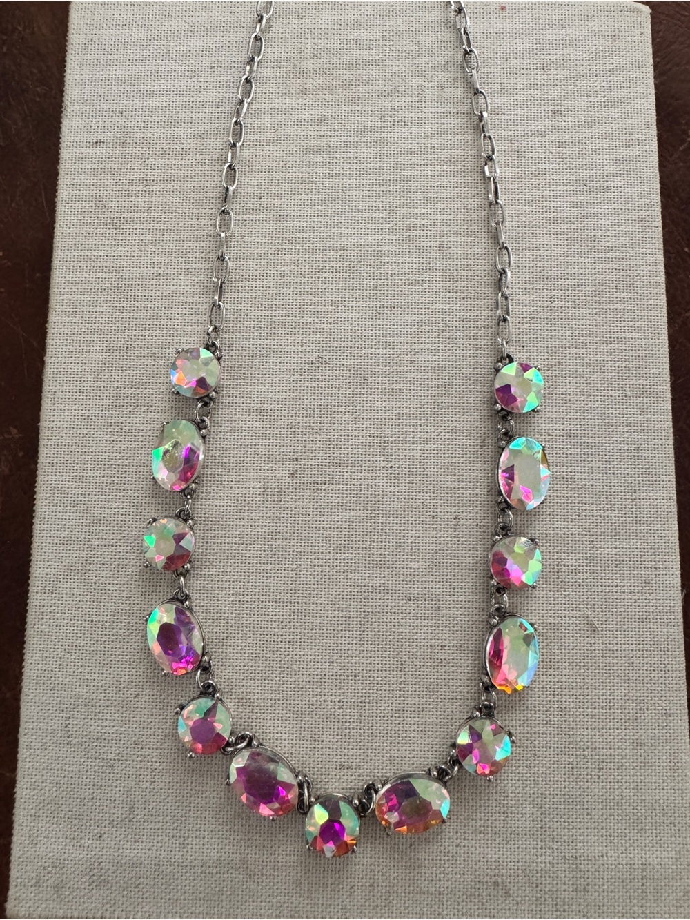 AB Crystal Necklace & Earrings Set Silver Tone NWOT accessories to go